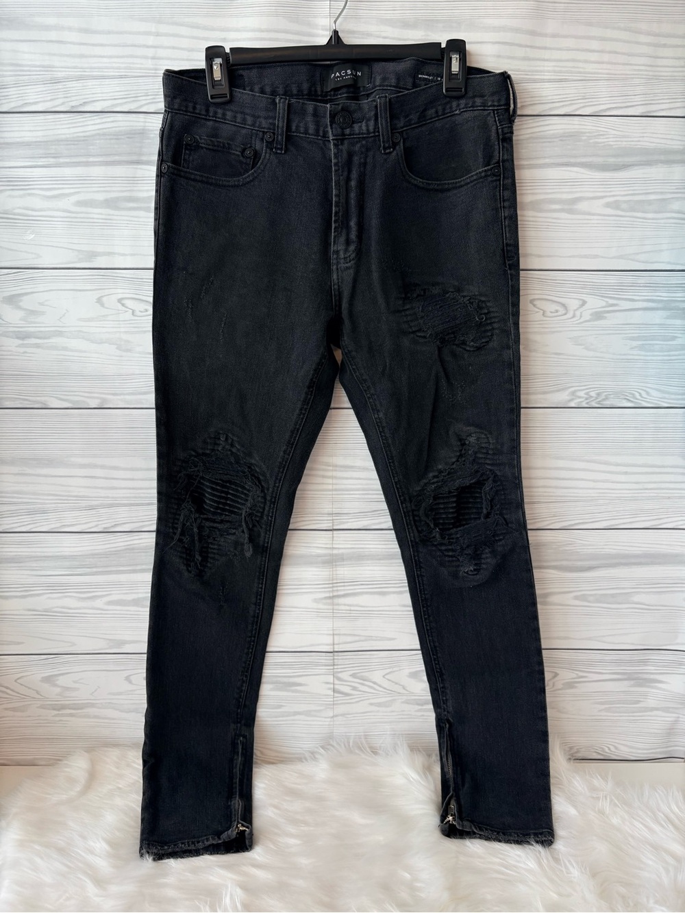 PacSun Black Distressed Skinniest Jeans With Zipper Ankles